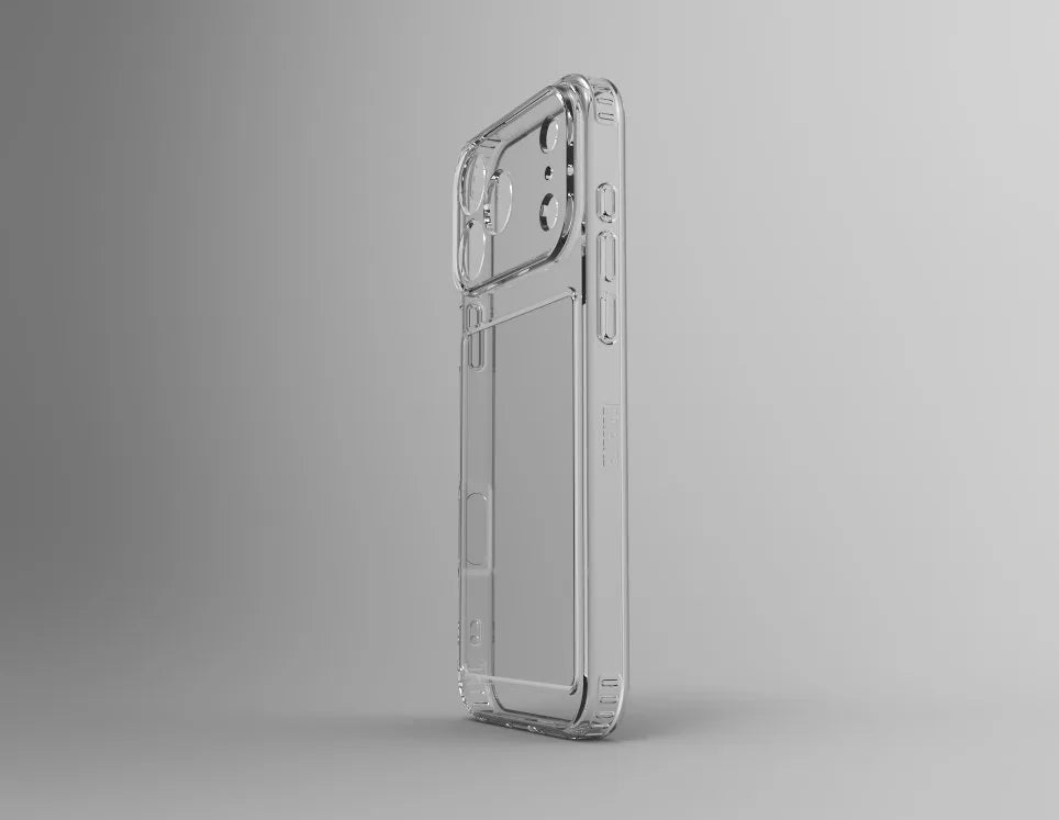 Flipside 透明手機殼正面全景 - 光學級透明 PC 物料